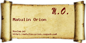 Matulin Orion névjegykártya
